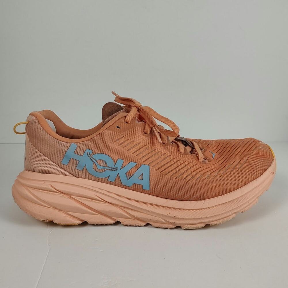 Hoka One One Rincon 3 Orange athletic casual running shoes womens 9.5B